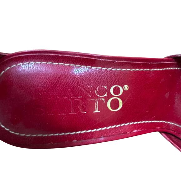 Franco Sarto red leather platform high heels sandals gold buckles US 8M - Picture 11 of 12
